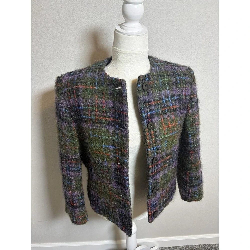 Vtg Herbert Grossman Mohair Wool Tweed Jacket~Sz 6~Plaid Old‎ Money Classic USA